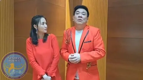 何妤玟（左）和白雲最近幫新店分局拍防詐騙宣導短片。翻攝新店警好讚臉書