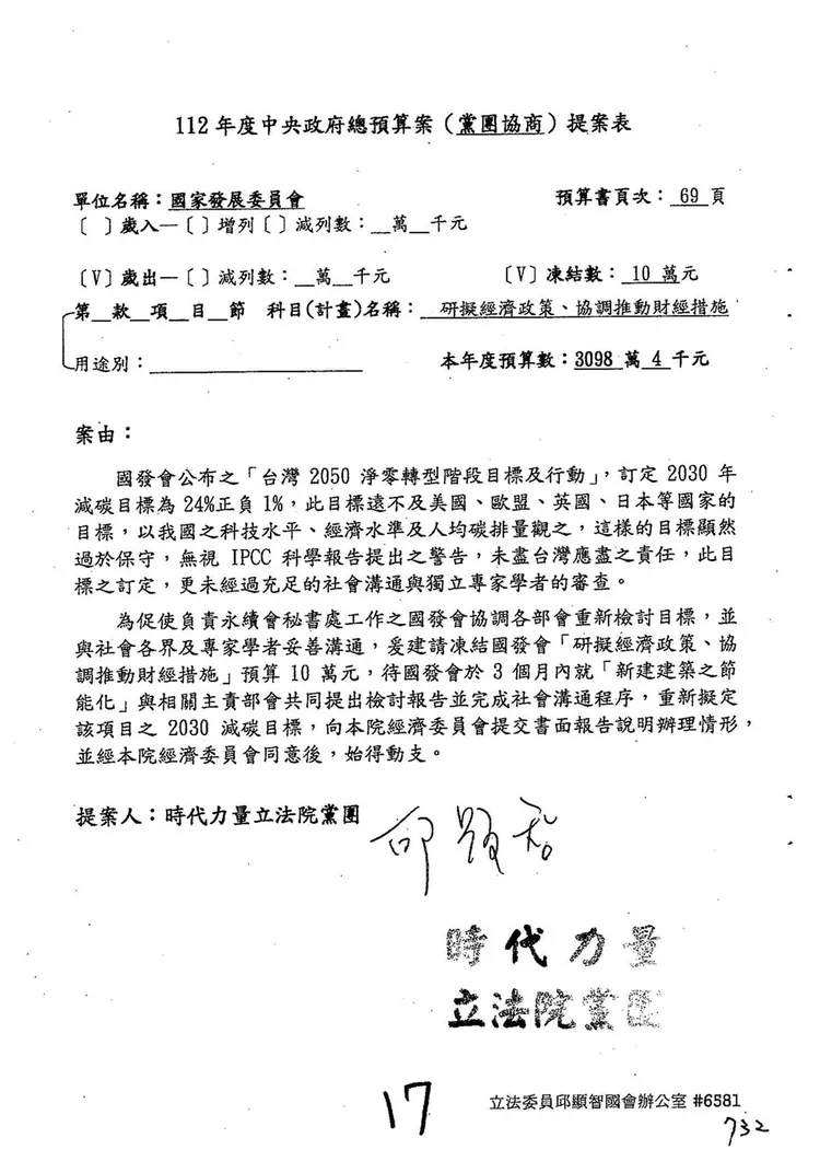 羅致政指出，時力在財政委員會提案也如法炮製，數十案文字完全一樣。羅辦提供