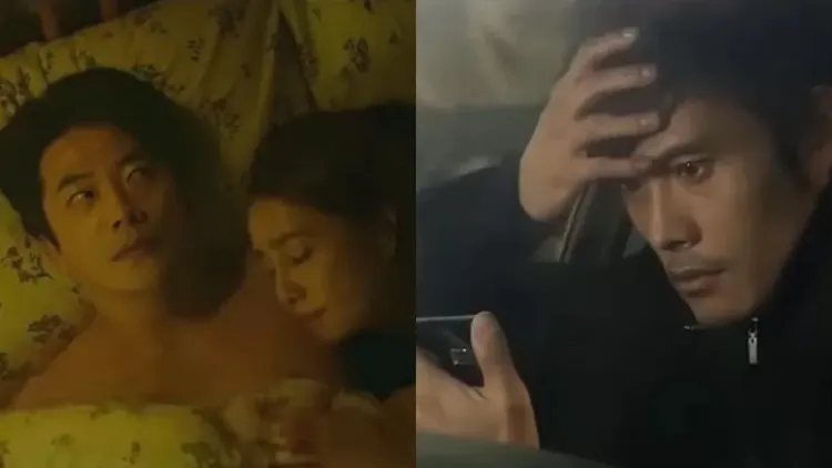 有網友把《大明星多重宇宙》裡李珉廷與權相佑的同床畫面（左圖），跳接李秉憲《特務情人IRIS》大喊「不行」的片段。翻攝李珉廷IG