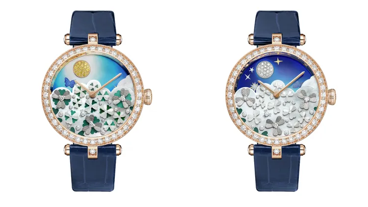 Lady Jour Nuit des Fleurs玫瑰金腕錶，約284萬元。品牌提供
