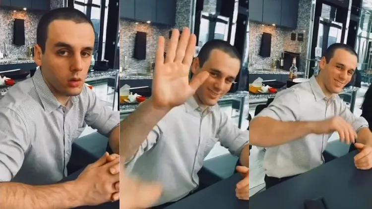 羅蘭妹夫大方向鏡頭打招呼。翻攝羅蘭IG