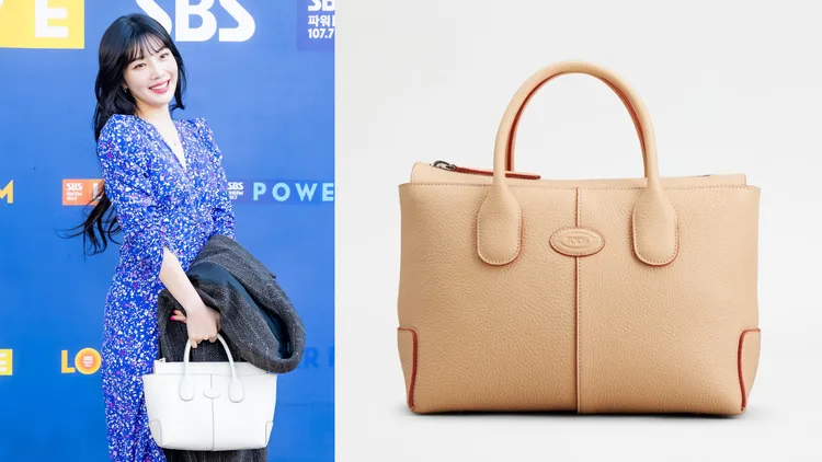 身為TOD’S形象大使的韓團Red Velvet成員Joy（左，翻攝OSEN網站），用俏麗花裙搭配簡約的白色經典Di Bag；TOD’S Di Bag（右，品牌提供），可接受訂製，8萬7700元起。
