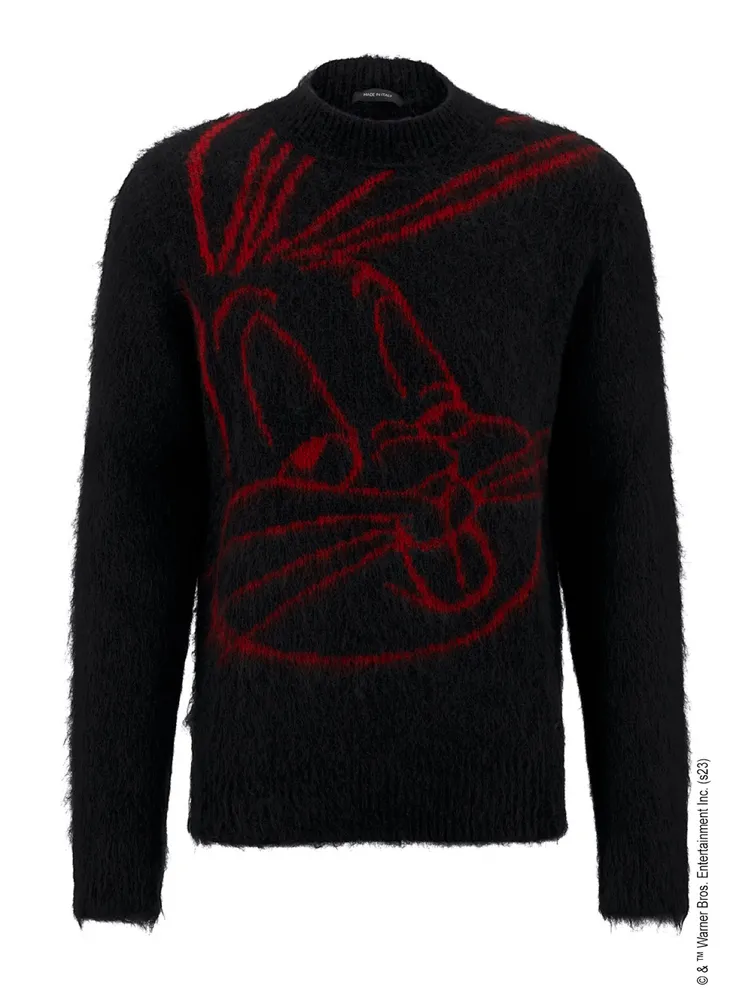 Looney Tunes x BOSS農曆新年聯名系列黑色圖紋針織毛衣，台北101專門店獨家販售，1萬900元。品牌提供