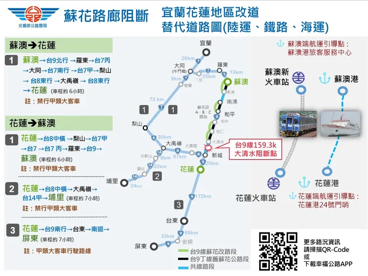 替代道路圖。公路總局提供
