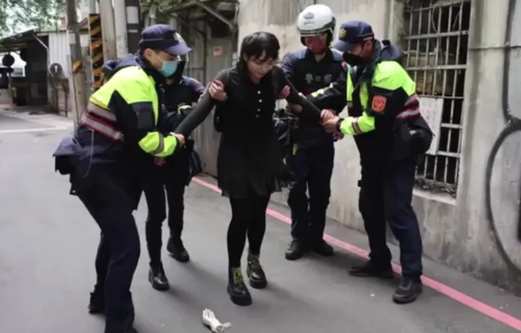 女警飾演的搶犯最終遭到逮捕。翻攝畫面