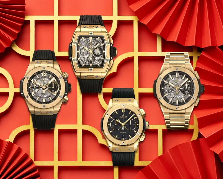 瑞士製錶宇舶採用與財富有著直接聯想的18K金材質，賦予旗下經典Big Bang、Classic Fusion及Spirit of Big Bang等系列，饒富喜氣氛圍的外觀。品牌提供