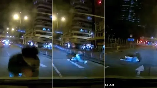 影片｜他撞車倒地「自轉又公轉」狂滾77+5圈　她車內尖叫：啊啊啊啊啊