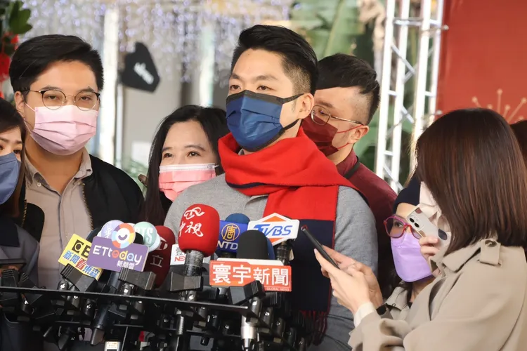 蔣萬安今早出席光華數位新天地新春開市儀式。彭欣偉攝