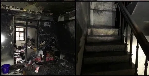 被害人的娘家被嫌犯縱火燒屋。翻攝自臉書台南爆料公社