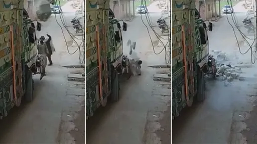 驚悚影片｜指揮卡車進小巷　突然「天降巨石」把他們殺了