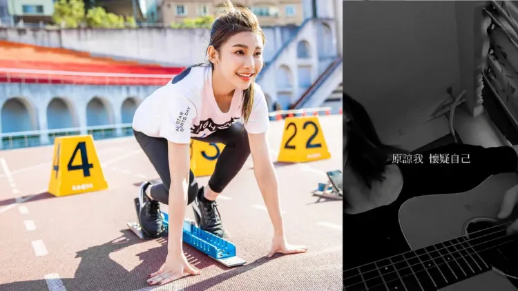 采子（左圖，翻攝采子臉書）前年退出《全明星運動會》後，近日在IG分享自彈自唱的黑白影片（右圖，翻攝采子IG）。
