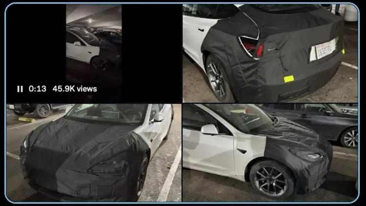新款Model 3路試諜照在國外多次被網友曝光。翻攝INSIDEEVs 