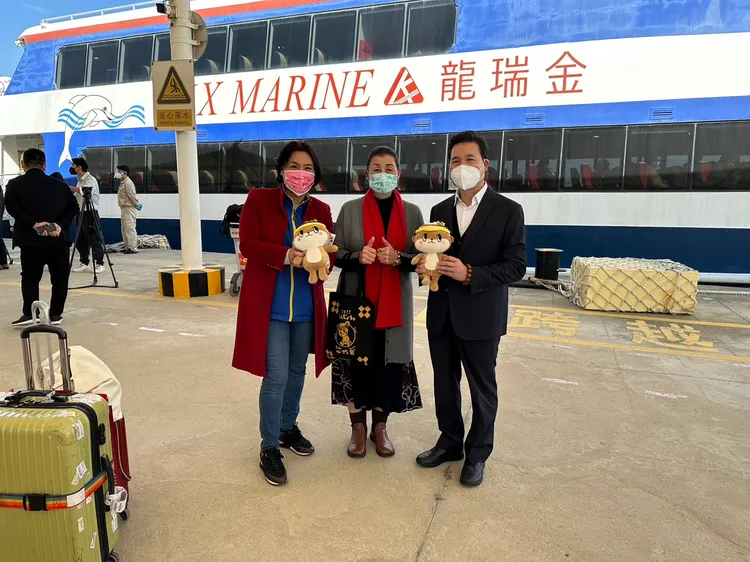 陳玉珍今搭乘小三通復航首班次。陳玉珍辦公室提供