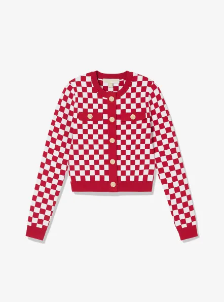 紅色格紋圓領上衣，1萬7500元。品牌提供