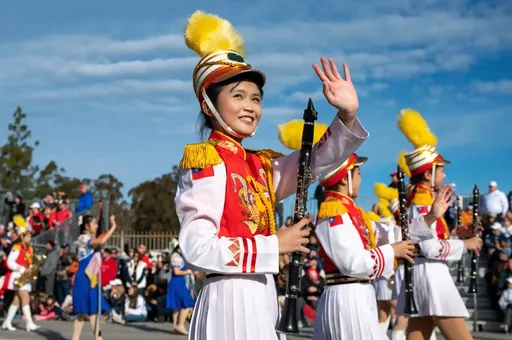 北一女燦笑照迷倒外媒! 樂儀旗隊赴美表演照被選最佳照片