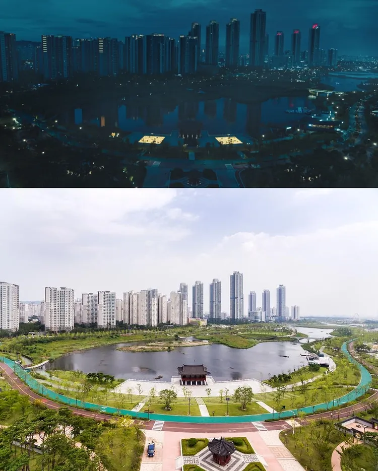 圍棋公園位於仁川的青羅湖水公園。翻攝Netflix、仁川觀光公社