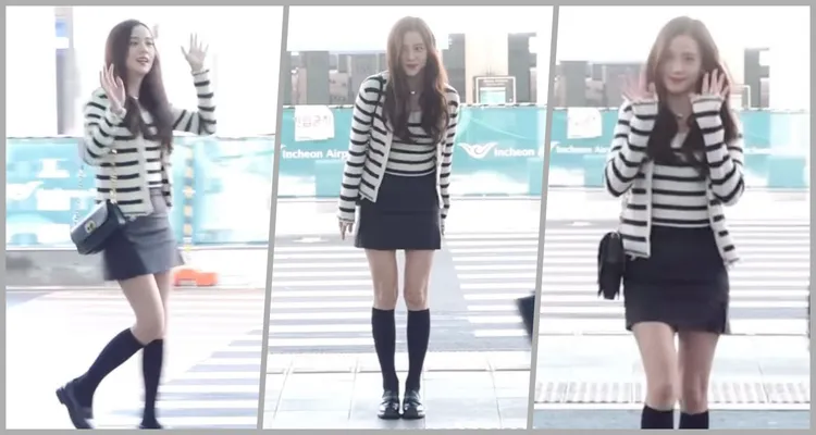 Jisoo今機場時尚秀了全套DIOR 2023春夏新行頭。翻攝reaction_blackpink IG