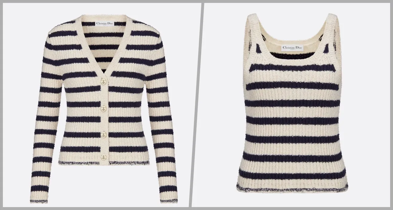 DIOR MARINIÈRE两件式针织条纹套装，7万8000元。翻摄DIOR官网