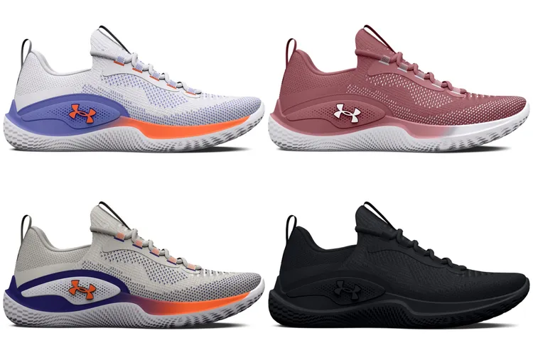 UA全新Flow Dynamic訓練鞋，上排2款為女款、下排2款為男款，右下黑色款式僅在官網獨賣，各4980元。品牌提供