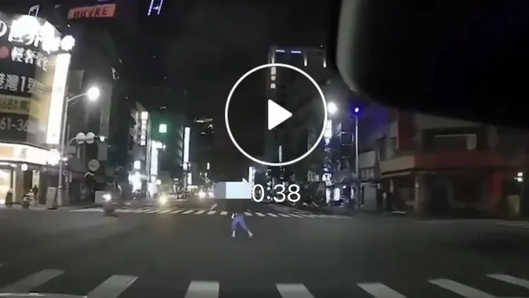 吳姓女子涉闖紅燈、在路口橫跨馬路，過程被行車紀錄器拍下。讀者提供