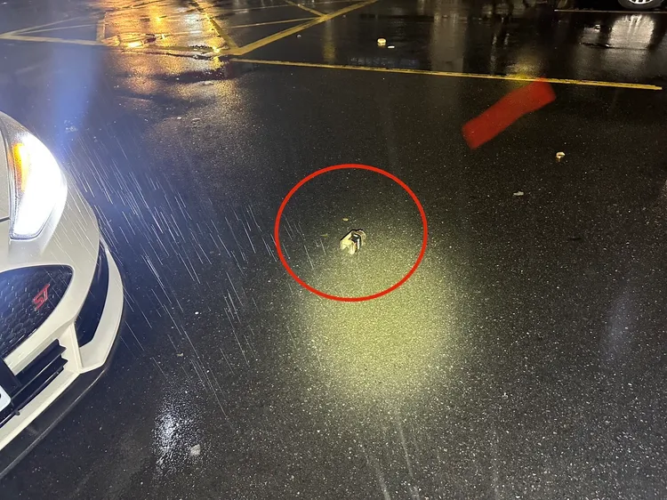 住戶丟擲出的咖啡罐不偏不倚雜中林男轎車的擋風玻璃。翻攝畫面