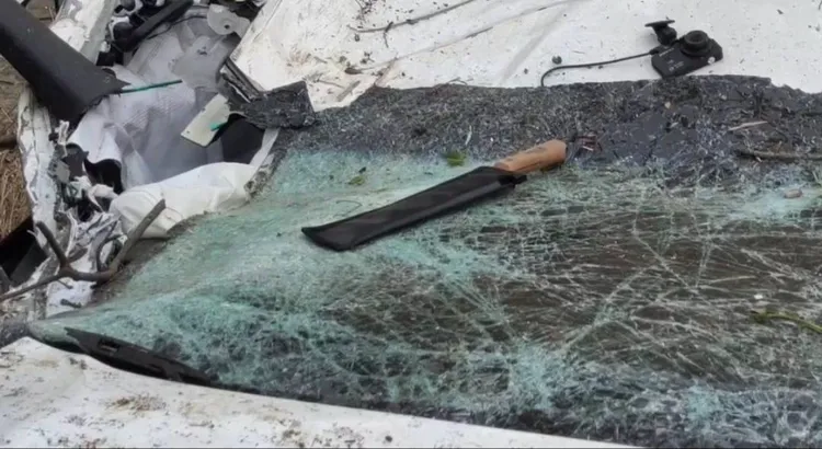 現場出現一把西瓜刀。翻攝畫面