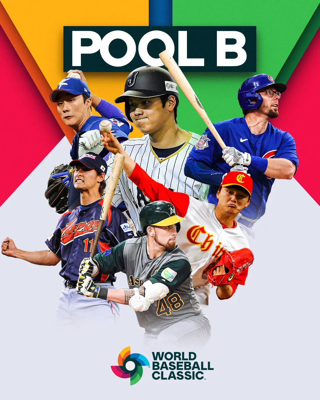 B組海報還有中國球員。 翻攝World Baseball Classic臉書
