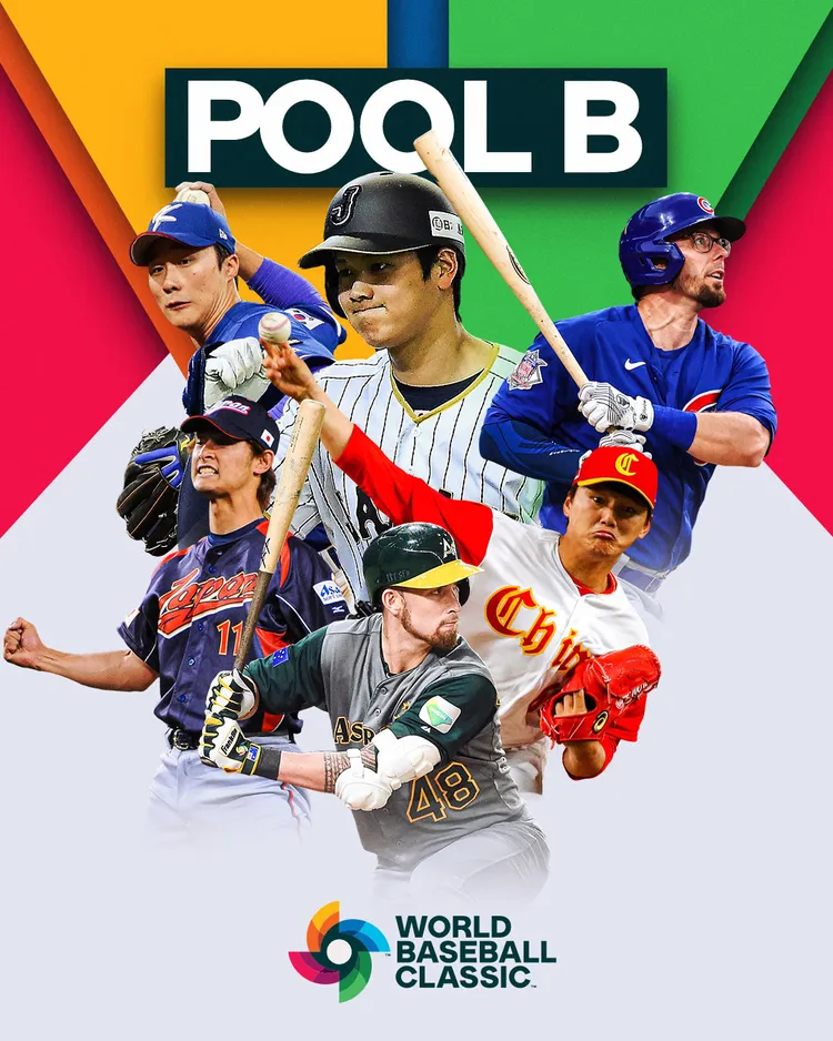 B組海報還有中國球員。   翻攝World Baseball Classic臉書