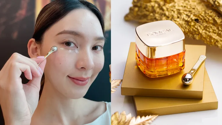 金致臻顏花蜜奢養眼霜，20ml／1650元。左圖張家玲攝、右圖品牌提供