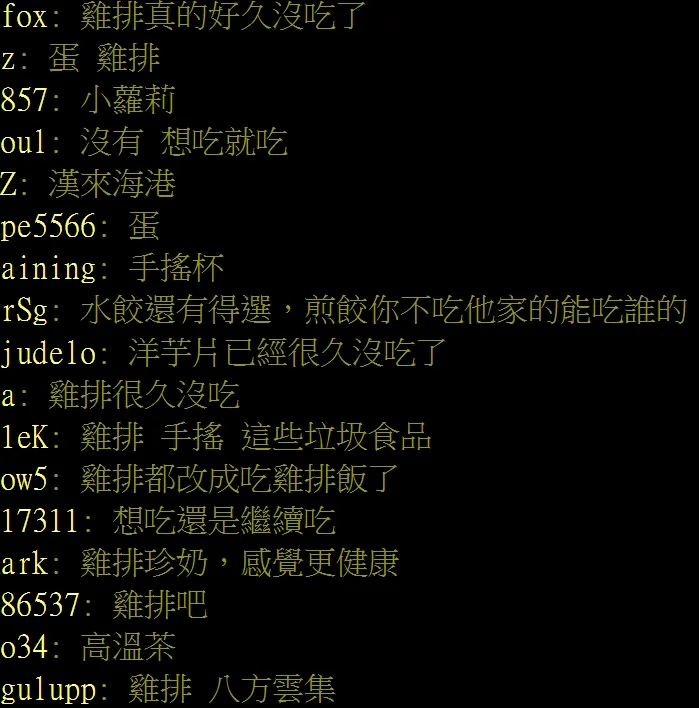 大部分網友都說很久沒吃雞排了。翻攝自論壇PTT