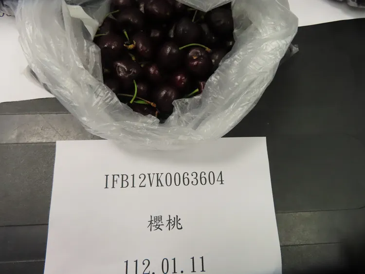 截至2月7日智利櫻桃不合格率為10.07%。食藥署提供