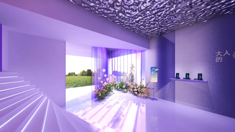 OPPO Find N2 Flip「大人的摺學屋」限時概念店，超好拍美景以OPPO Find N2 Flip手機為設計概念。業者提供