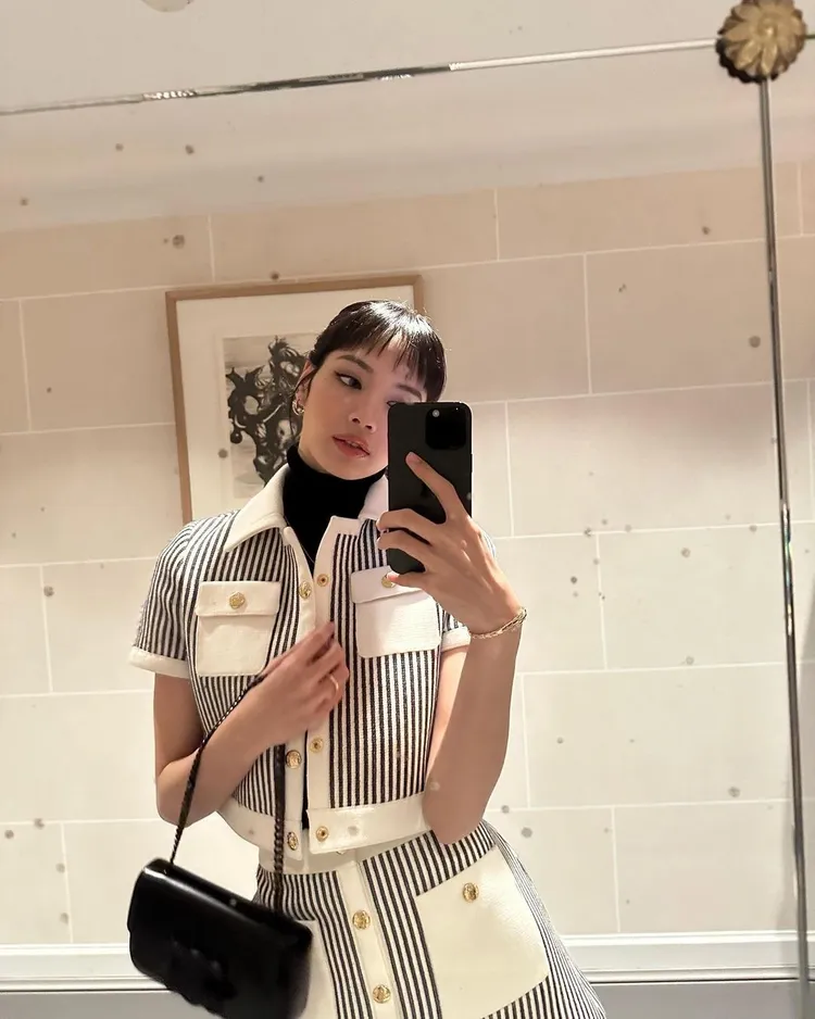 BLACKPINK人氣成員Lisa日前晉見法國總統時所穿戴的法國精品CELINE及義大利精品寶格麗，都是隸屬LVMH集團麾下。翻攝lalalalisa_m IG