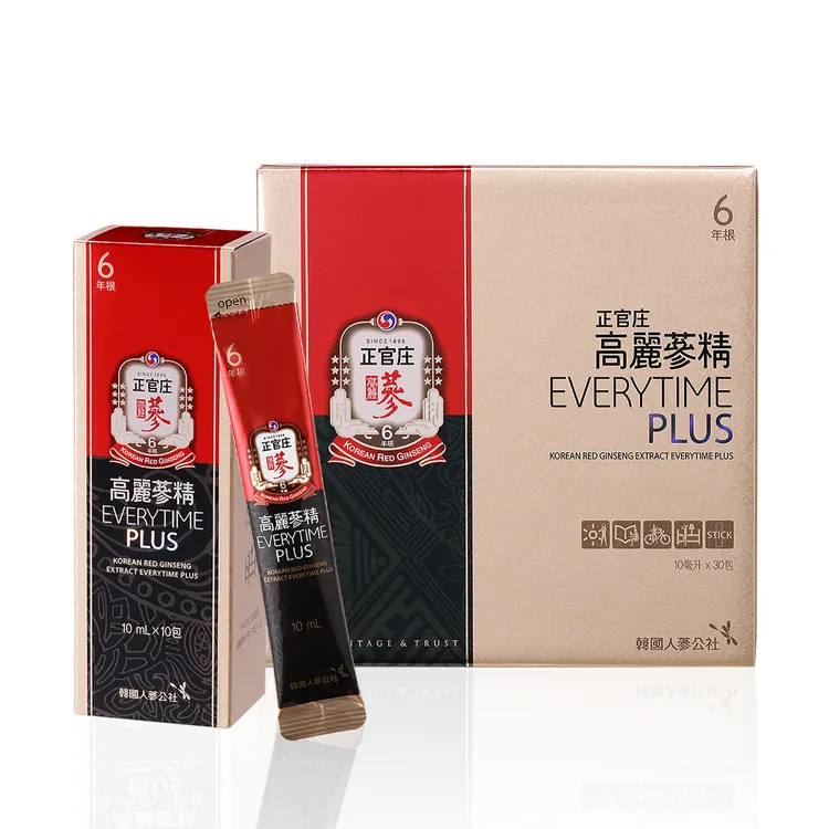 正官庄「高麗蔘精EVERYTIME PLUS」獲健康食品認證，獨立包裝設計，能隨時分享，創造好人緣。業者提供