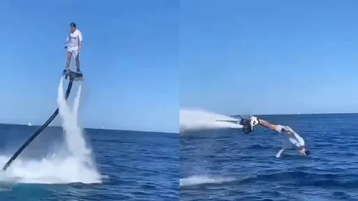 海上鋼鐵人!噴射飛行超精彩 躍出水面高速旋轉驚呆觀眾