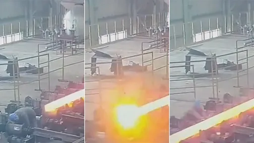 影片｜工人上班慘遭「爆菊」　炙熱鋼條直接插過來