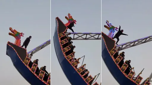 搭海盜船遊樂設施竟「站上船頭」　網驚：他真的是海盜？