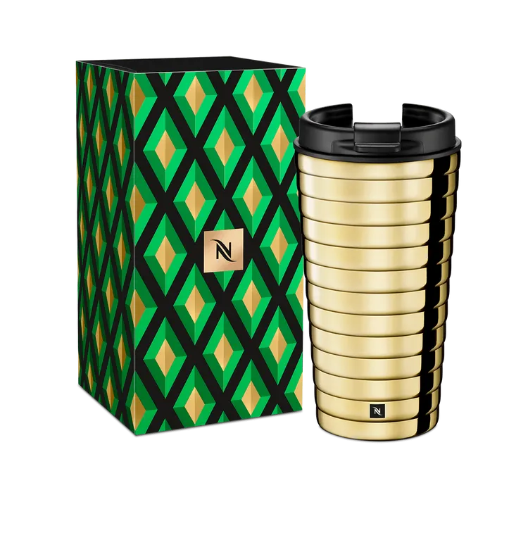 Nespresso NOMAD Touch隨行咖啡杯—金色限量版，售價1020元。業者提供
