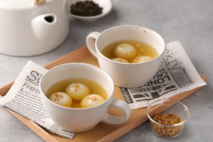 湯圓創意料理-桂花烏龍蜜茶湯圓。業者提供