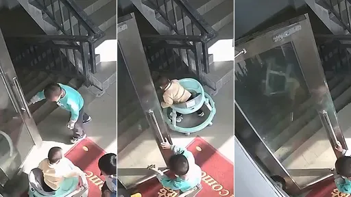 驚悚影片｜學步車1歲娃「翻滾墜落樓梯」　哥哥們開門放行釀禍