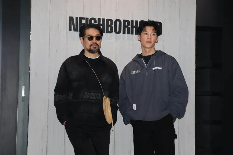 許光漢（右）與NEIGHBORHOOD創辦人兼創意總監瀧澤伸介同框。彭欣偉攝