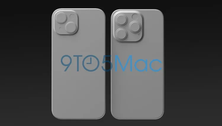 根據最新爆料，今年4款新iPhone，iPhone 15 Pro（右）會是螢幕最小一款，標準款iPhone 15（左）螢幕略大。翻攝9TO5Mac  