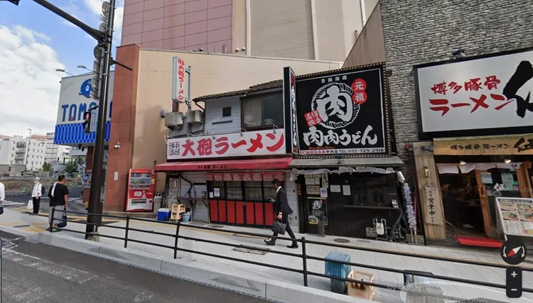 日本福岡「博多大砲拉麵」遭台灣女客留負評。圖為商家外觀。翻攝自Google Map
