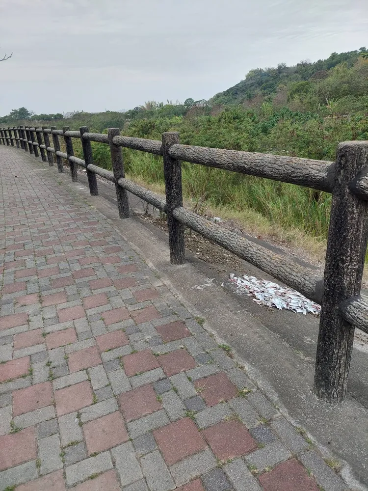 陳男將白帶魚頭棄置在環河步道旁。民眾提供