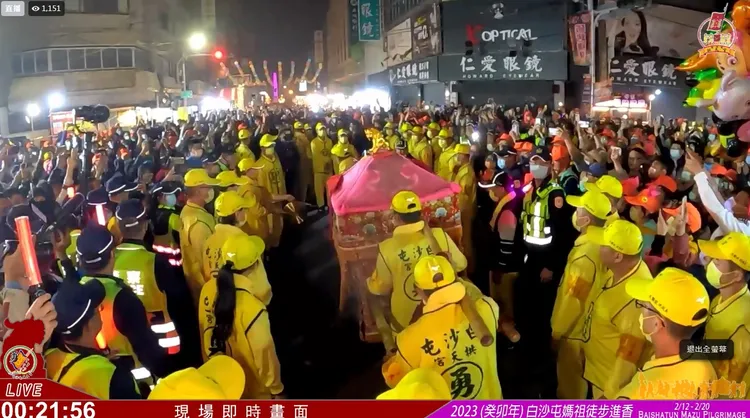 白沙屯媽祖凌晨起駕回鑾，將於36小時內返抵苗栗縣境。翻攝白沙屯拱天宮臉書