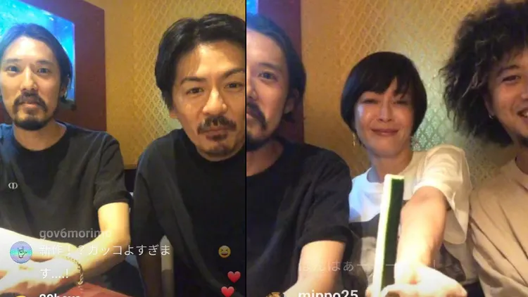 夫婦和合作夥伴聚餐時開直播與網友互動。翻攝makotoarai_ IG