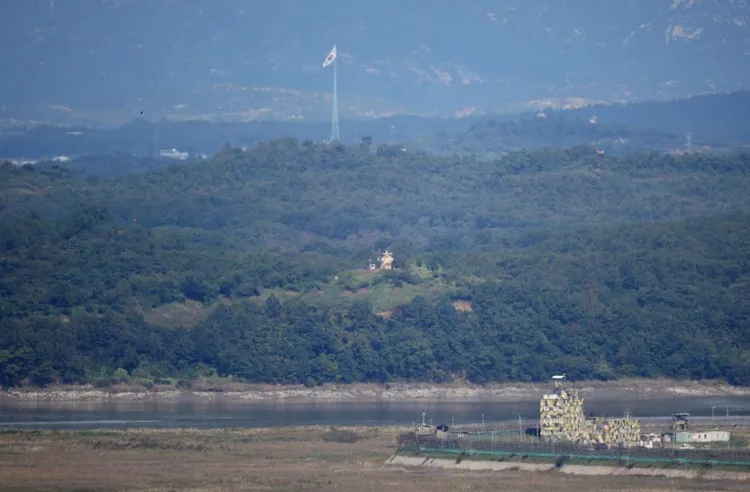 位於南北韓交界處的坡州市，統一瞭望台遠眺的景色。路透社