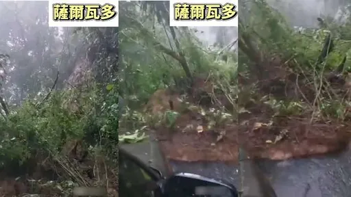 命懸一線！開車遇上土石流　她倒車狂飆逃命