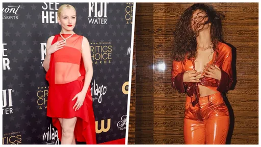 《創造安娜》女星穿透膚紅禮服炸性感 同品牌新裝也誘「蜘蛛女」解放美胸