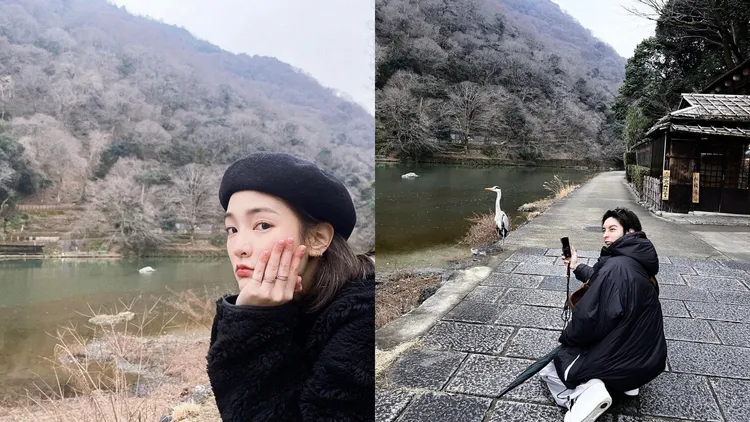 王淨（左）、曹佑寧被眼尖網友抓包在同個地點拍照。翻攝王淨、曹佑寧IG